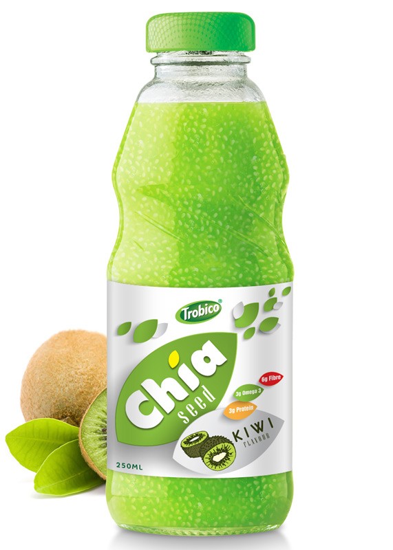 250ml Chia Seed kiwi Flavour Glass bottle